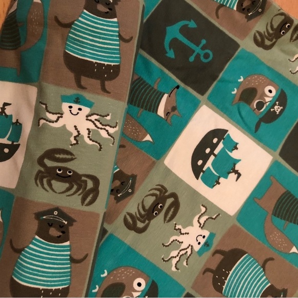 (3 for $20)Euro Knit Fabric - Cotton Lycra Blend - Nautical Squares in Aqua - Picture 2 of 4